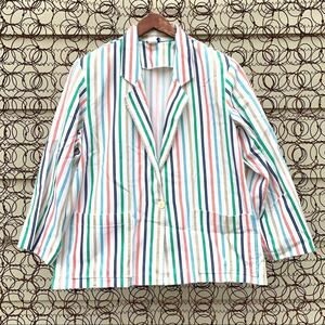Vintage 80s 90s colorful striped blazer jacket